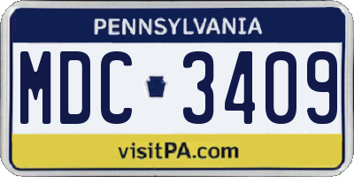 PA license plate MDC3409