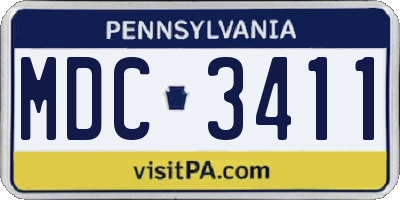 PA license plate MDC3411