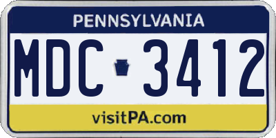PA license plate MDC3412