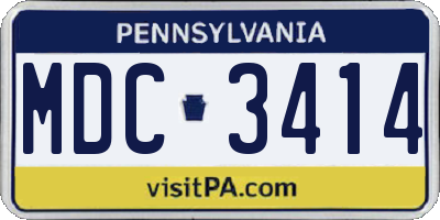 PA license plate MDC3414
