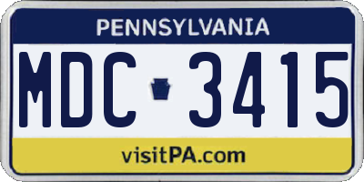 PA license plate MDC3415