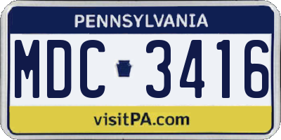 PA license plate MDC3416