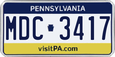 PA license plate MDC3417