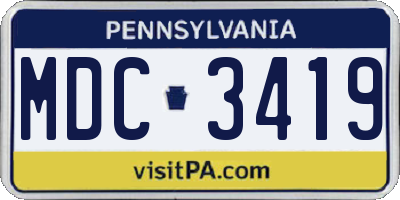 PA license plate MDC3419