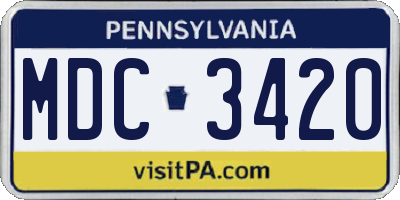 PA license plate MDC3420