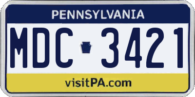PA license plate MDC3421