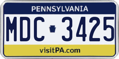 PA license plate MDC3425