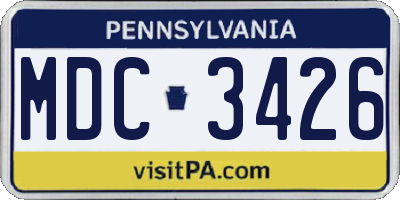 PA license plate MDC3426