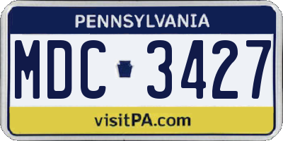 PA license plate MDC3427