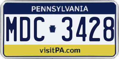 PA license plate MDC3428