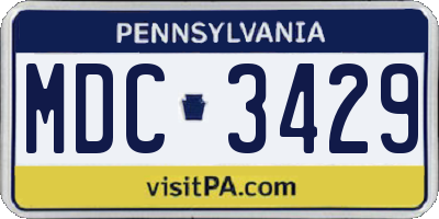 PA license plate MDC3429