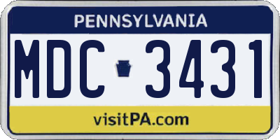PA license plate MDC3431