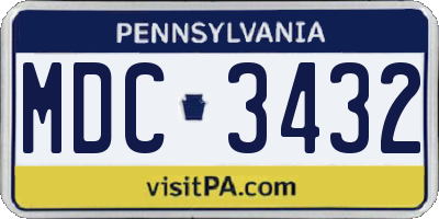 PA license plate MDC3432