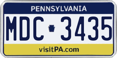 PA license plate MDC3435