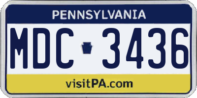 PA license plate MDC3436