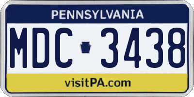 PA license plate MDC3438