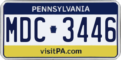 PA license plate MDC3446