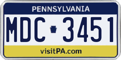 PA license plate MDC3451