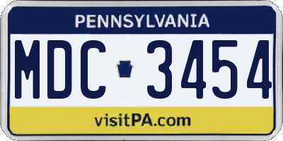 PA license plate MDC3454