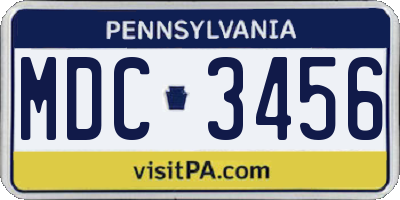 PA license plate MDC3456