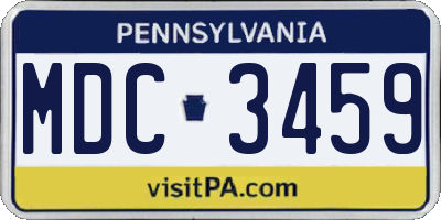 PA license plate MDC3459