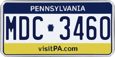 PA license plate MDC3460