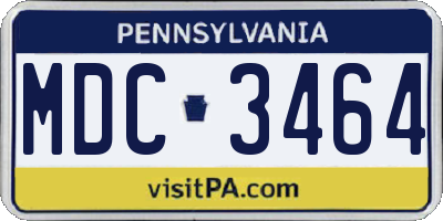 PA license plate MDC3464