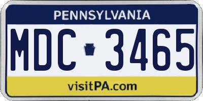 PA license plate MDC3465