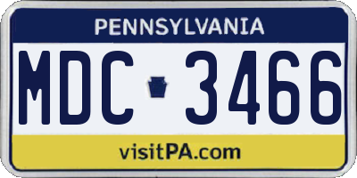 PA license plate MDC3466