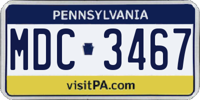 PA license plate MDC3467