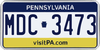 PA license plate MDC3473