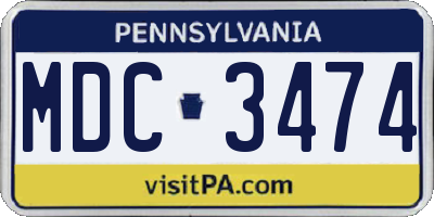 PA license plate MDC3474