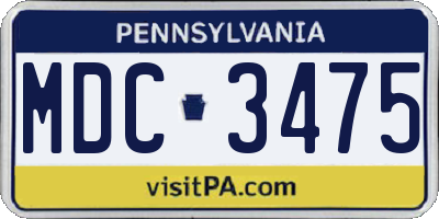 PA license plate MDC3475