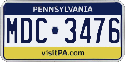 PA license plate MDC3476