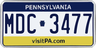 PA license plate MDC3477