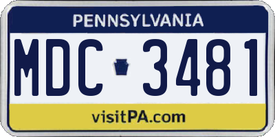 PA license plate MDC3481