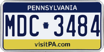 PA license plate MDC3484