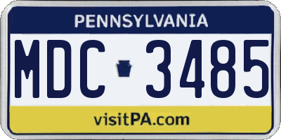 PA license plate MDC3485