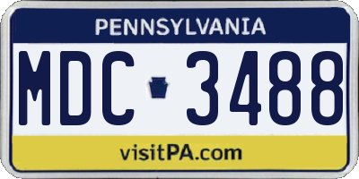 PA license plate MDC3488