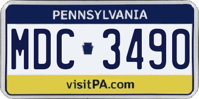 PA license plate MDC3490