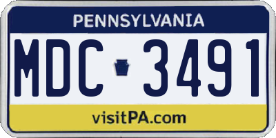 PA license plate MDC3491