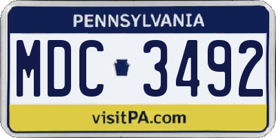 PA license plate MDC3492