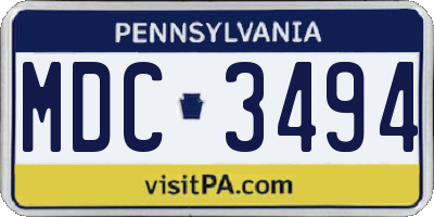 PA license plate MDC3494