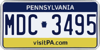 PA license plate MDC3495