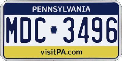 PA license plate MDC3496