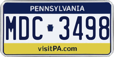 PA license plate MDC3498