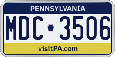 PA license plate MDC3506