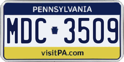 PA license plate MDC3509