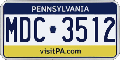 PA license plate MDC3512
