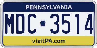 PA license plate MDC3514